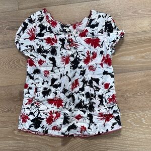 Healing Hands Floral Women's  scrub Top - Red and Black